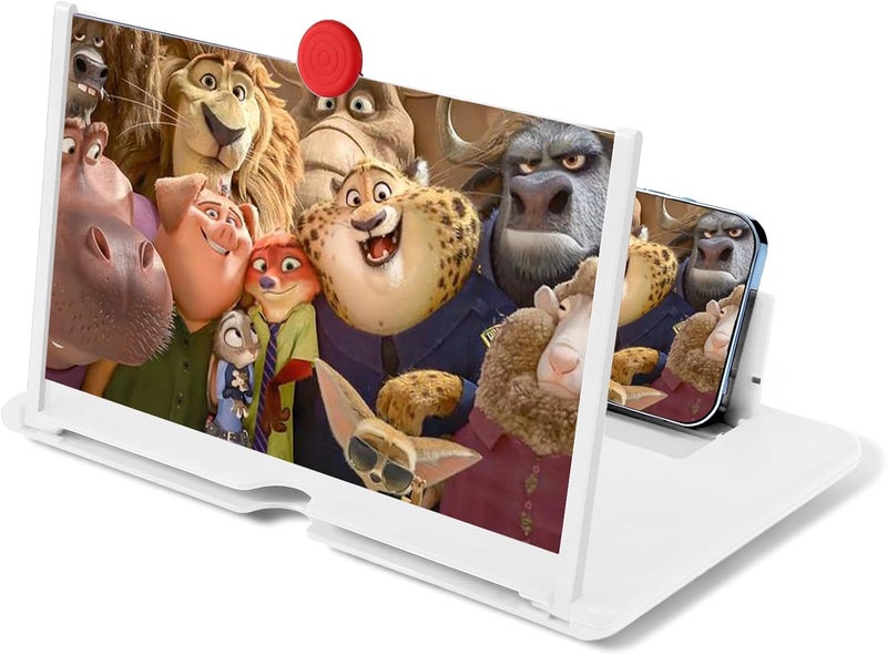 SAND LINK مكبر شاشة الهاتف - مكبر شاشة موبايل HD 3D للفيديو والأفلام - حامل هاتف قابل للطي مع مكبر شاشة لجميع الهواتف الذكية (أبيض) - Image 1